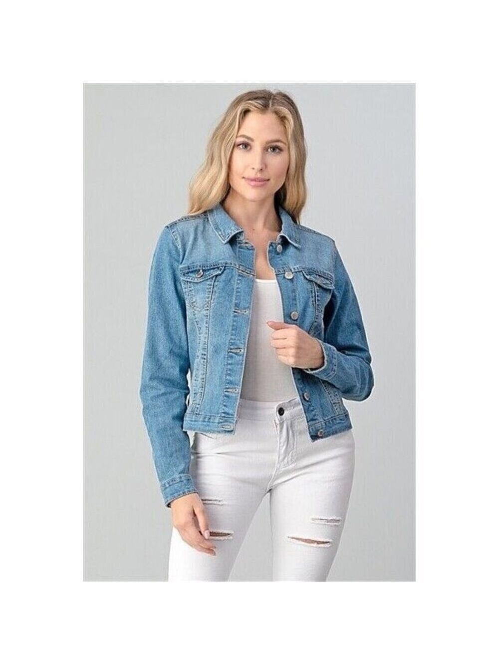 Beta House Classic Vintage Women Denim Jackets Light Blue Size XL